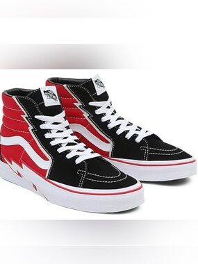Vans Sk8-Hi Bolt Black Red Racing Skate High Top Trainer Sneakers Shoes M8/W9.5